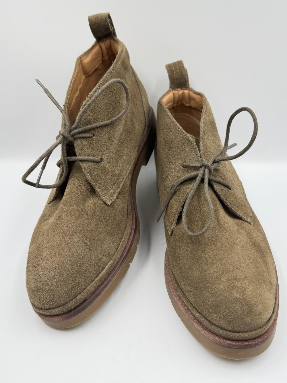 Hush Puppies Velox Suede Leather Chukka Boot Olive Green Brown Womens 8M Comfort
